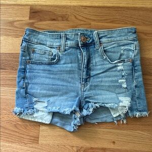American Eagle Outfitters Light Blue Distressed Jean Shorts